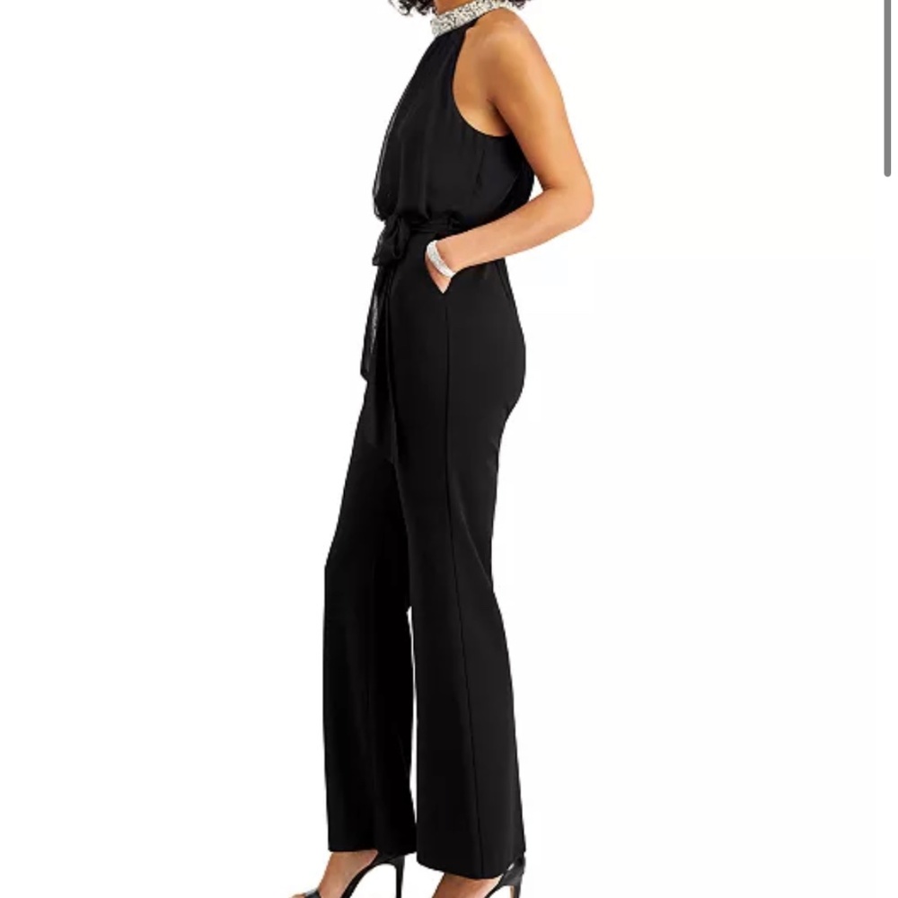 Embellished-Neck Jumpsuit
